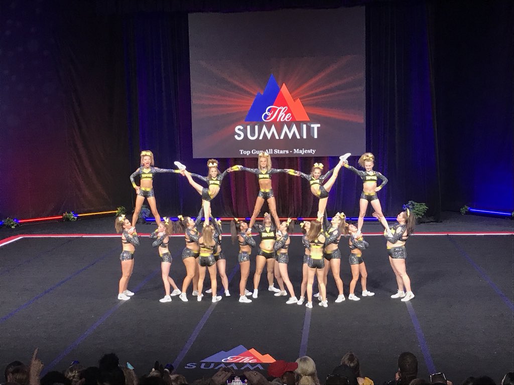 PLOT TWIST!! Majesty jumps from 4th to 1st and WINS the Summit!! Ladies and gentlemen; Your 2018 Small Senior 2 Summit National Champions - Top Gun Majesty!! 👑🐯🖤💛#OAFAAF #TGJags24 #TheSummit18