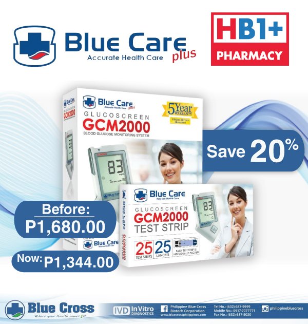 Get 20% OFF on Blue Care Glucoscreen Test Kit beginning today until June 30! Available at your nearest HB1 Pharmacy branch. Take control of your blood sugar level through constant monitoring. Get your Blue Care Glucoscreen now! #Diabetes #BlueCare #HealthFirst