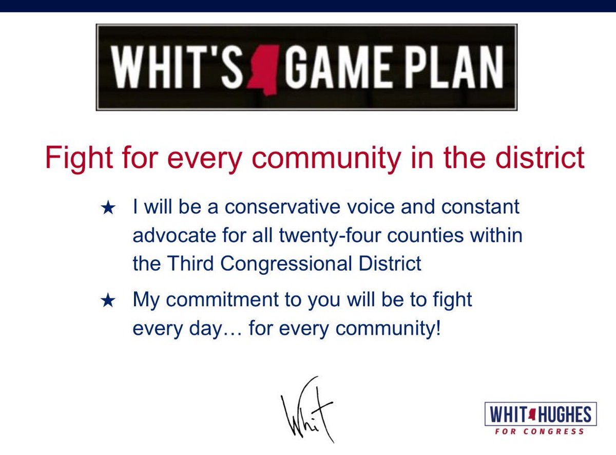 _WhitHughes's tweet photo. Mississippians deserve some one who will fight for a stronger, better, more prosperous Mississippi. #24CountyCampaign #WhitHughesForCongress #WhitsGamePlan https://t.co/AWeOUEe9Eb