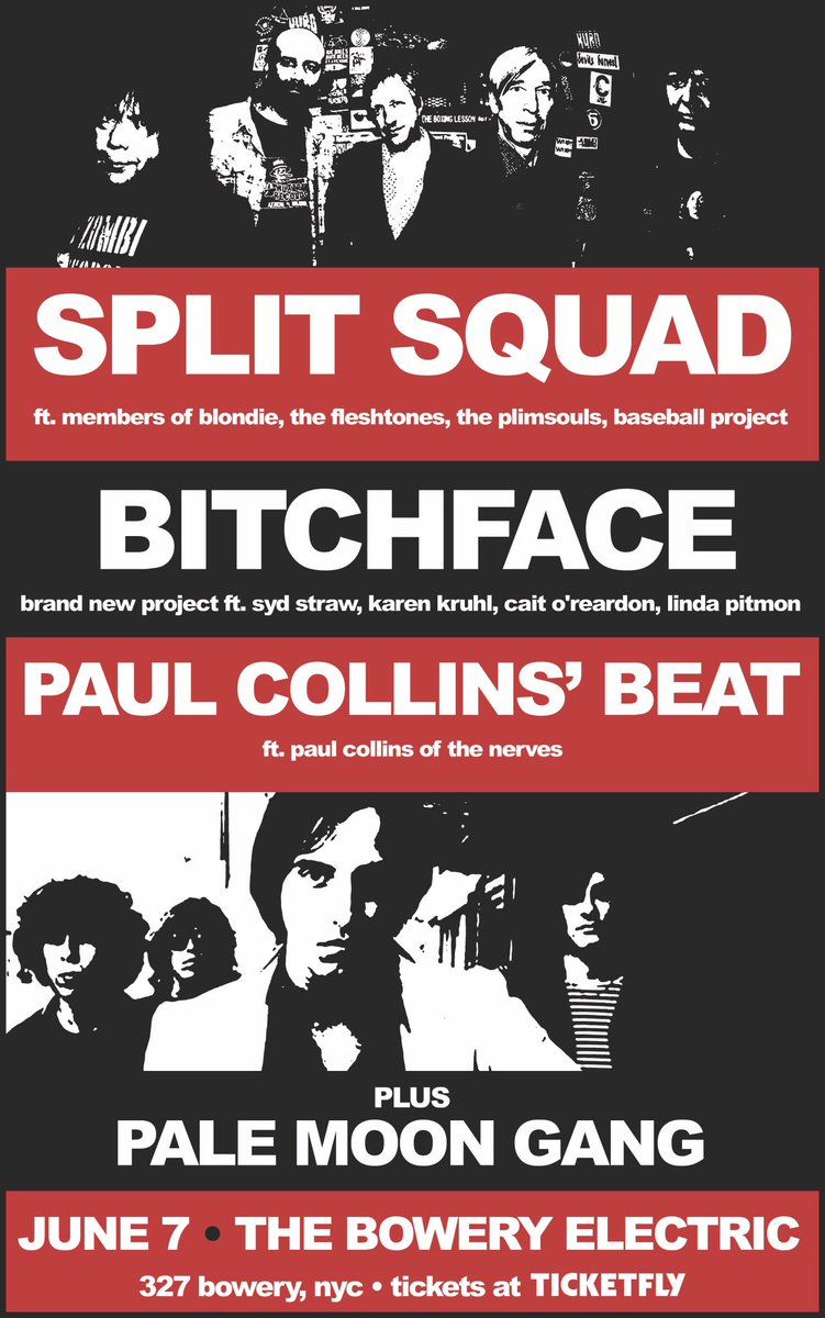 PaleMoonGang's tweet photo. We’re on first- doors open at 7:00 - we hit the stage at 7:20 sharp! It’s gonna be a great night of rock’n’roll!                        #palemoongang #boweryelectric #bitchface #paulcollinsbeat https://t.co/5KLudBVNOj