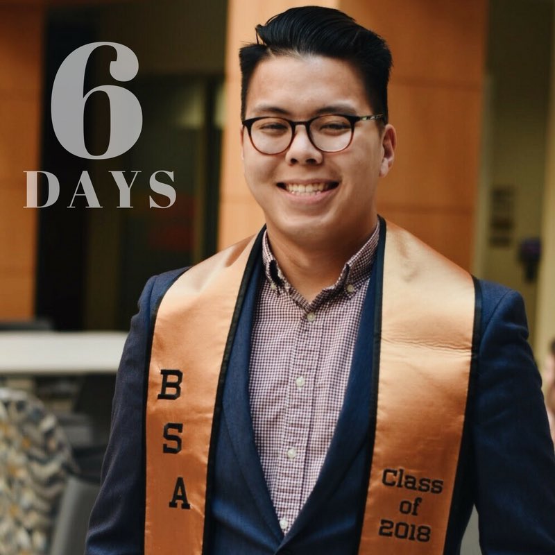 BSA_VCU's tweet photo. 6 Days until Graduation... Senior # 6: 
JONATHAN NGUYEN, Information Systems major: 
“Push yourself to be uncomfortable. It'll cause you to grow. If everything is easy, then you are not growing.” Jonathan will soon begin his career working at Geico! Best wishes, Jonathan!!! https://t.co/tXEmRGksQ6