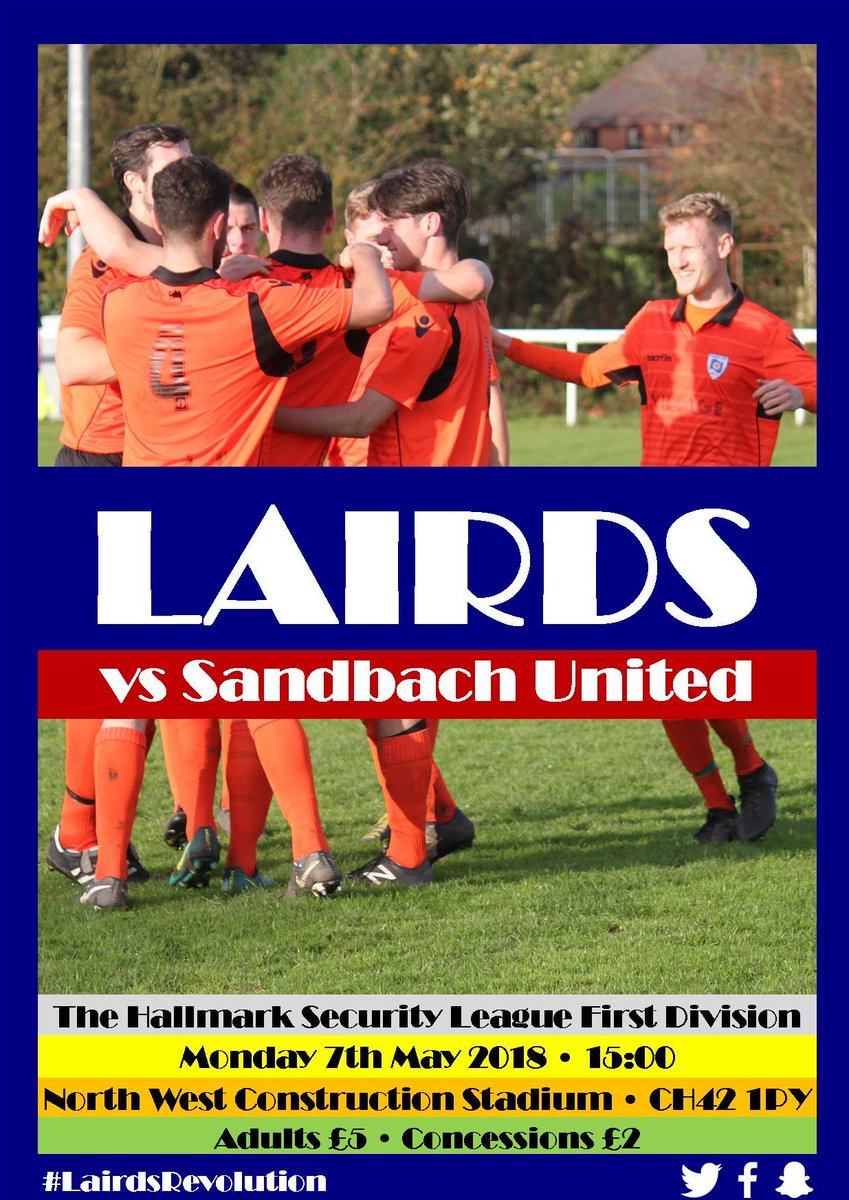 cammelllairdfc's tweet photo. π‘ NEXT UP AT HOME
β½οΈ Lairds π Sandbach United
π Monday 7th May
π 15:00
π Hallmark Security League First Division
π North West Construction Stadium, CH42 1PY
π Β£5 adults, Β£2 concessions (including #TRFC #EFC and #LFC STHs)
#LairdsRevolution #LairdsFamily
π«π« https://t.co/7OgB6GFxrA