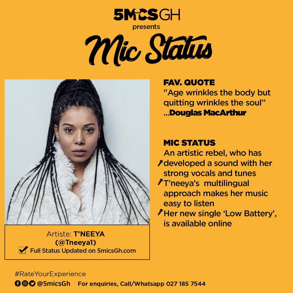 eventsghera's tweet photo. MIC STATUS – MEET @tneeyaofficial THE SONGBIRD OF THE NEW ERA - 5micsGH https://t.co/aaJiNlyJRn via @5micsGh
#Music #Soul #LowBattery #HoldMeDown #MicStatus https://t.co/LDK1oOEwyi