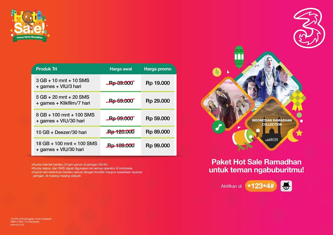 Nikmati paket Hot Sale di bulan Ramadan untuk menemani puasa kamu biar makin semangat! #hotsale #ramadan #triindonesia #SayangItuTri