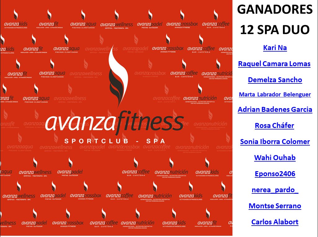 Ya tenemos ganador@s del Sorteo del Aniversario!!
Enhorabuena a l@s 12 y gracias a tod@s l@s que participasteis!
#aniversario #spaduo #sorteo #avanzawellness