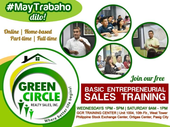 #MayTrabaho dito!

Good news to all fresh graduates, job-hunters and opportunity-seekers! Green Circle Realty is looking for enterprising individuals who want to start earning their first million pesos in the exciting world of real estate selling!

Earl Serrano - 09065690189