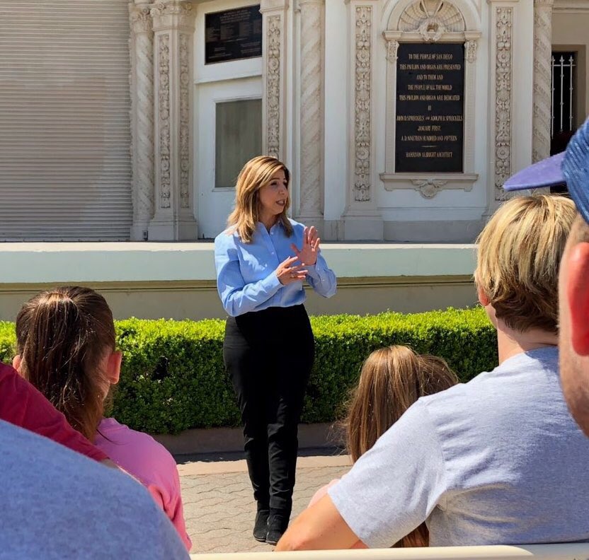 DA @SummerStephan spoke in @BalboaPark on Sunday.  Stephan thanked supporters, spoke about her experience & some of her priorities, such as #FightingHumanTrafficking, #ProtectingSeniors & #CombatingOpioidAbuse.  #keepSDsafe ##SummerStephan4DA