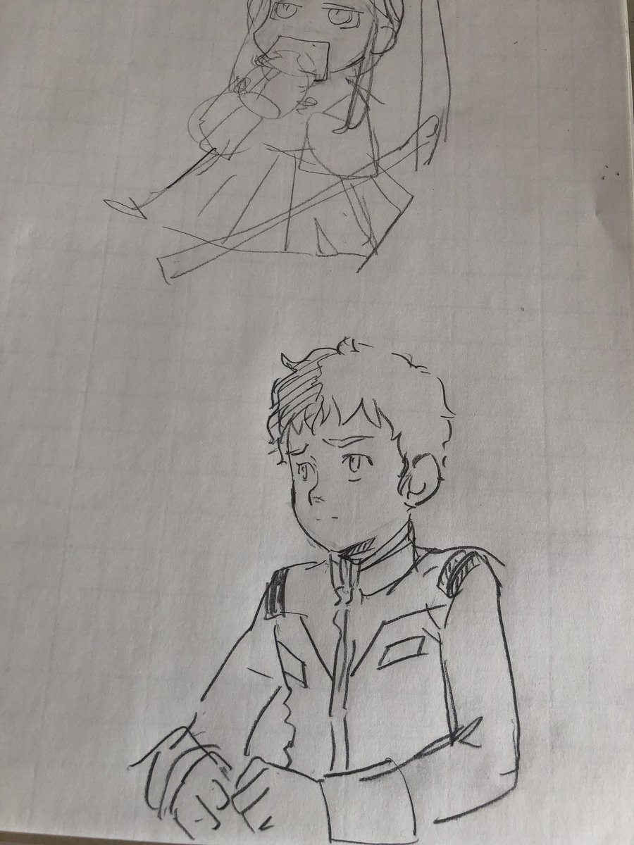 小次郎ラフ描きながら全ガンダム富野さんのインタビュー未放送のヤツ見てたが、ふと「アムロ見ないでまだ描けるかな…」と描いてみたら連邦軍の服とか結構覚えてたわw 