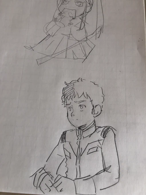 小次郎ラフ描きながら全ガンダム富野さんのインタビュー未放送のヤツ見てたが、ふと「アムロ見ないでまだ描けるかな…」と描いてみたら連邦軍の服とか結構覚えてたわw 