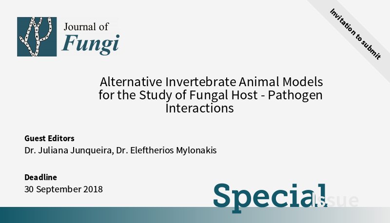 JoF_MDPI's tweet image. We made a slight revision on the #ModelHost for #FungalPathogens special issue to include vertebrate model host like Zebrafish in issue "Alternative Invertebrate Animal Models for the Study of Fungal Host-Pathogen Interactions" mdpi.com/journal/jof/sp…