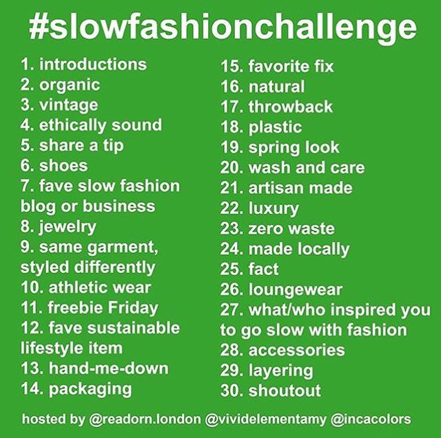 Here’s the #slowfashionchallenge overview - it’s a fun way to connect and share with people! If you’re on insta give us a shout <a href="/goldisaneutral/">Gold is a Neutral</a> 👋