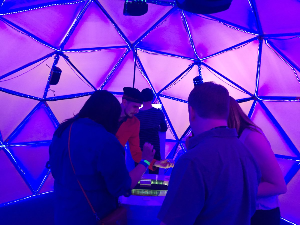 SariCuster's tweet photo. Final stop @ideaMuseumMesa for @AAMers #outofthisworldparty. Check out the musical dome experience. #AAMSMJ #AAM2018 https://t.co/RlSwRVkpm3