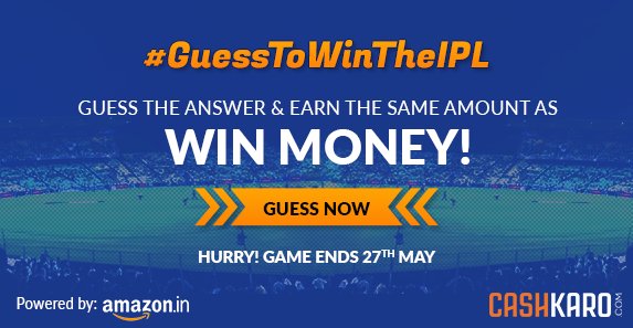 #GuessToWinTheIPL with CashKaro!😍Guess the correct answer to our questions before every #IPL match here cashkaro.com/page/ipl-2018 & Earn Money! #Contest Winners will be announced on our #Facebook page. So participate to win NOW! FOLLOW us on #Instagram for more excitement! #SHvRCB