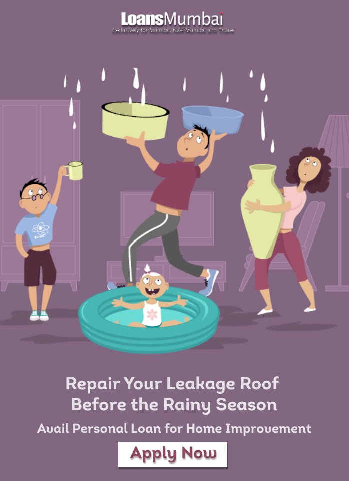 LoansMumbai's tweet photo. Repair your leakage roof before the rainy season. Avail Personal Loan for Home Improvement.

To Apply Dial +91 7303022000 or visit our website now. 

#PersonalLoan #PersonalLoanforHome #HomeImprovement #LoanforHome #PersonalOanforHome #MondayMotivation https://t.co/T0LbNtudj9