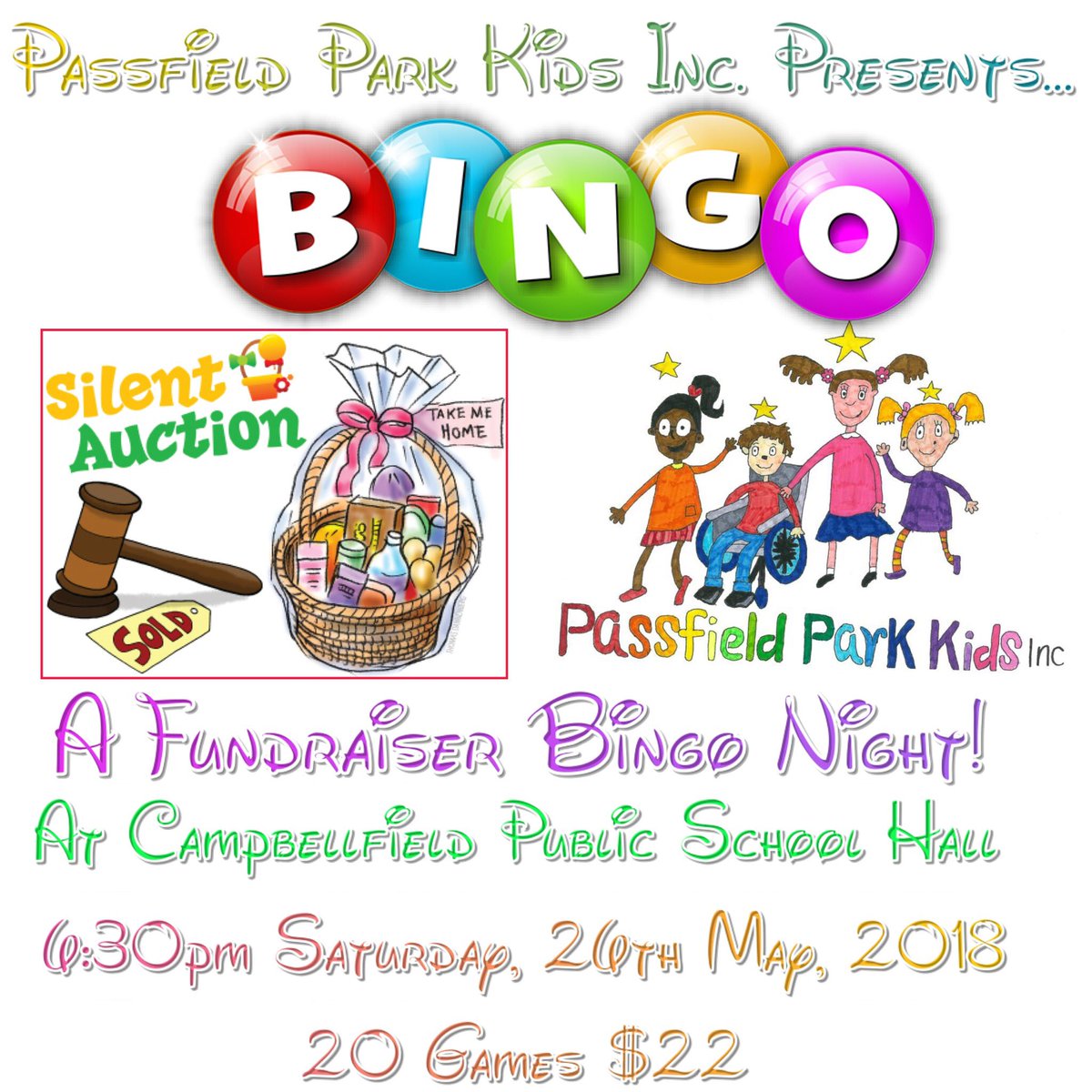Come join us for a fun night of Bingo to help raise money for Passfield Park School. Please contact Chris Ayers or Cheryl Backo on 9820 1700 to purchase tickets and for more information.