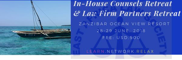 ug_lawsociety's tweet photo. @ealawsociety invites you to an In-House Counsels Retreat &amp; Law Firm Partners Retreat on 28 &amp; 29 June at the Zanzibar Ocean View Resort.
Details: training[at]https://t.co/SZU15LiJ7w  @SPKinobe2018 @PheonaWall @TanganyikaLaw @LawSocietyKenya   #LearnNetworkRelax  #BuildingBridges https://t.co/Rm32R5I0Cc