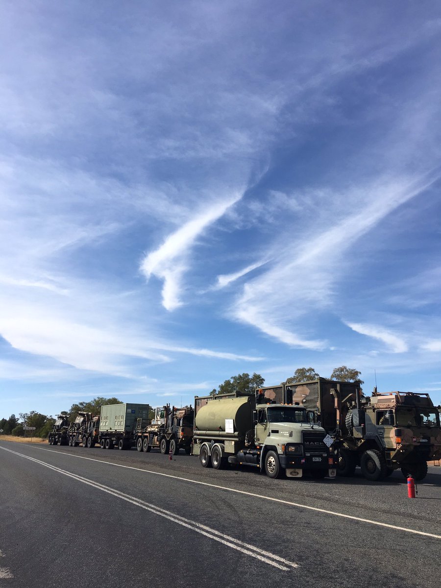 lachwell1's tweet photo. 85 TPT TP conducting AACAP (Army Aboriginal Community Assistance Programme) infil Strategic Lift 1 moving 64 TEU 2600Km from RAAF Amberley to Yalata, SA. #9FSB @CO9FSB https://t.co/jlURQiFoQb