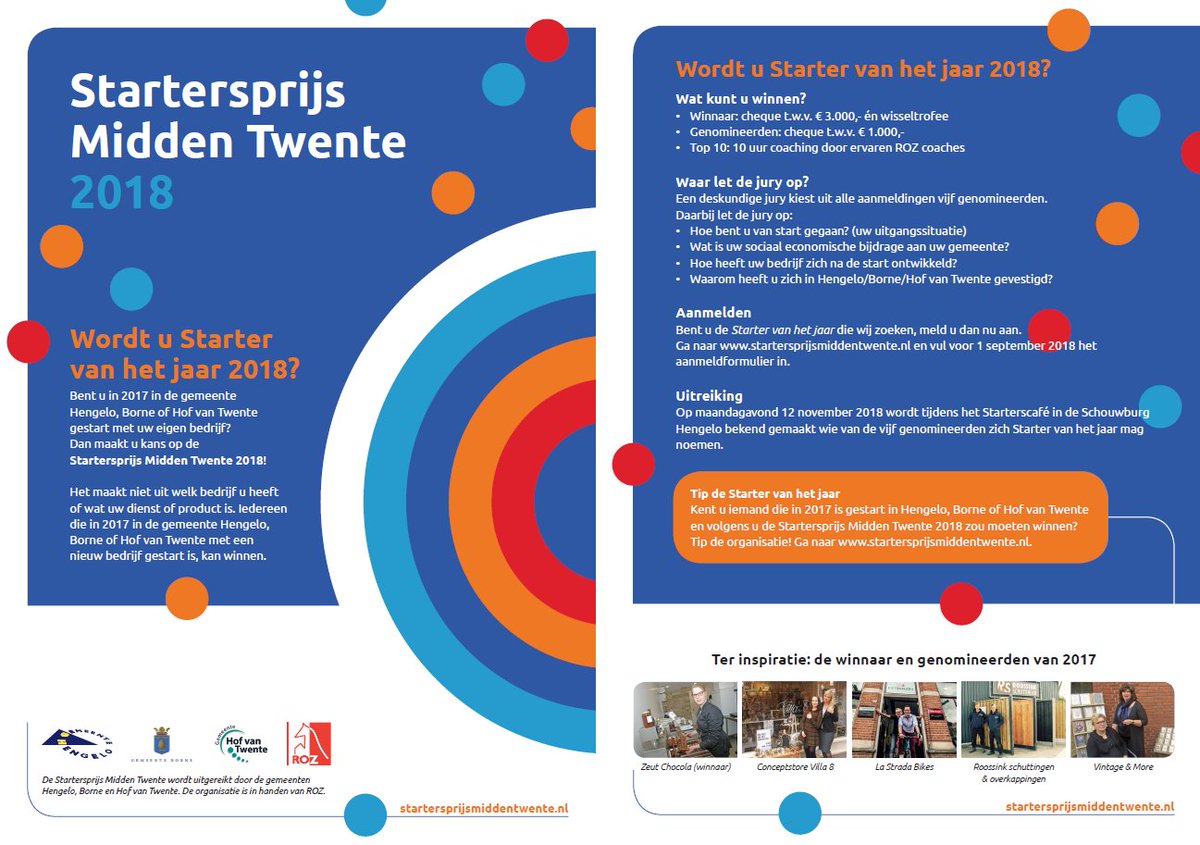 Deze uitnodiging is onderweg naar starters uit 2017 uit <a href="/Gem_Borne/">Gemeente Borne</a>, <a href="/gemeentehengelo/">Gemeente Hengelo</a> en <a href="/gemhofvantwente/">Gemeente Hof van Twente</a>! Toch geen uitnodiging op jouw deurmat, maar wel gestart in één van deze  3 gemeenten in 2017? Dan hierbij de digitale versie! Aanmelden kan via startersprijsmiddentwente.nl.