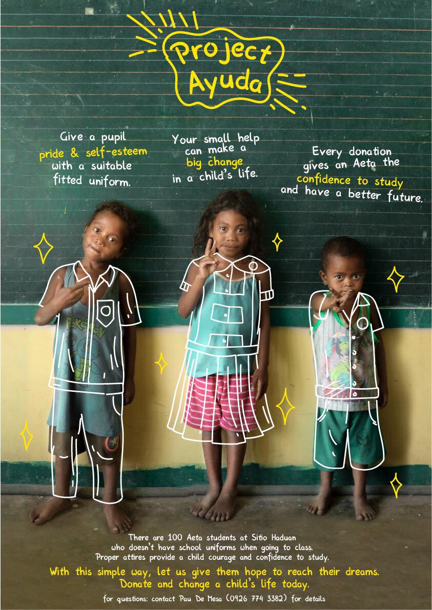 HirayaSC's tweet photo. PROJECT AYUDA.

For the 100 Aeta students living at Sitio Haduan, education is the most important aspect that they all want to achieve. They strive, study hard, and never lets any disadvantages be on their way to proper education -- even the lack of proper SCHOOL UNIFORMS. https://t.co/Ol8G2TmeKu