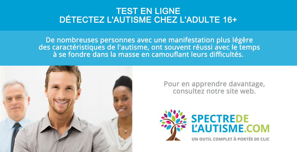InfoAutismeTsa's tweet photo. SVP Retweetez - Test en ligne - Détectez l'autisme chez l'adulte
https://t.co/7FBgWzXxt6
#Autisme #Asperger https://t.co/IwXD8yanci