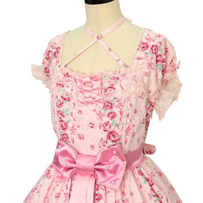 Wunderwelt ワンダーウェルト Angelic Pretty アンジェリックプリティ レディローズワンピース キャノティエセット 薔薇 フリル リボン ピンク 可愛い要素がふんだんに詰まったドレス T Co Zj3ysvtfhr T Co