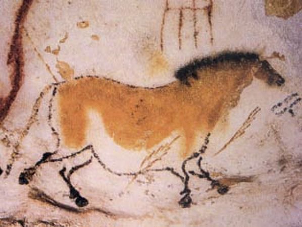 One of the Lascaux paintings: a horse – Dordogne, approximately 18,000 BC.
commons.wikimedia.org/wiki/File:Lasc…