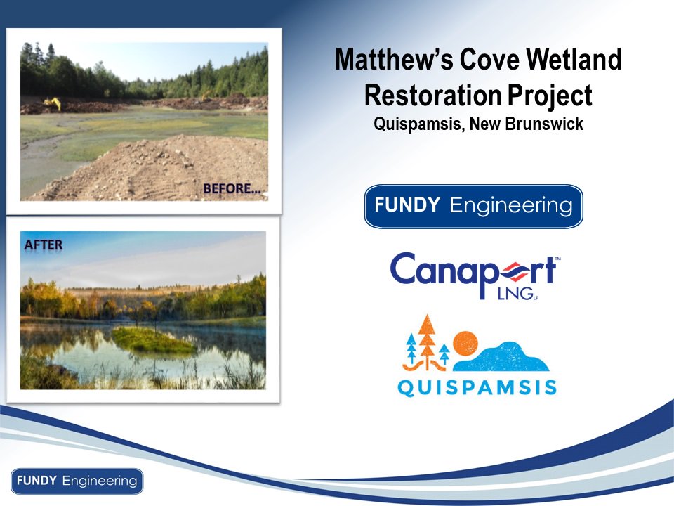 ACECNB's tweet photo. Congratulations to Fundy Engineering @fundyeng for winning an Engineering Excellence Awards at the 2018 @ACECNB Awards - Matthew’s Cove Wetland Restoration Project in Quispamsis, NB. #acecnbawards https://t.co/b2H07SBohR
