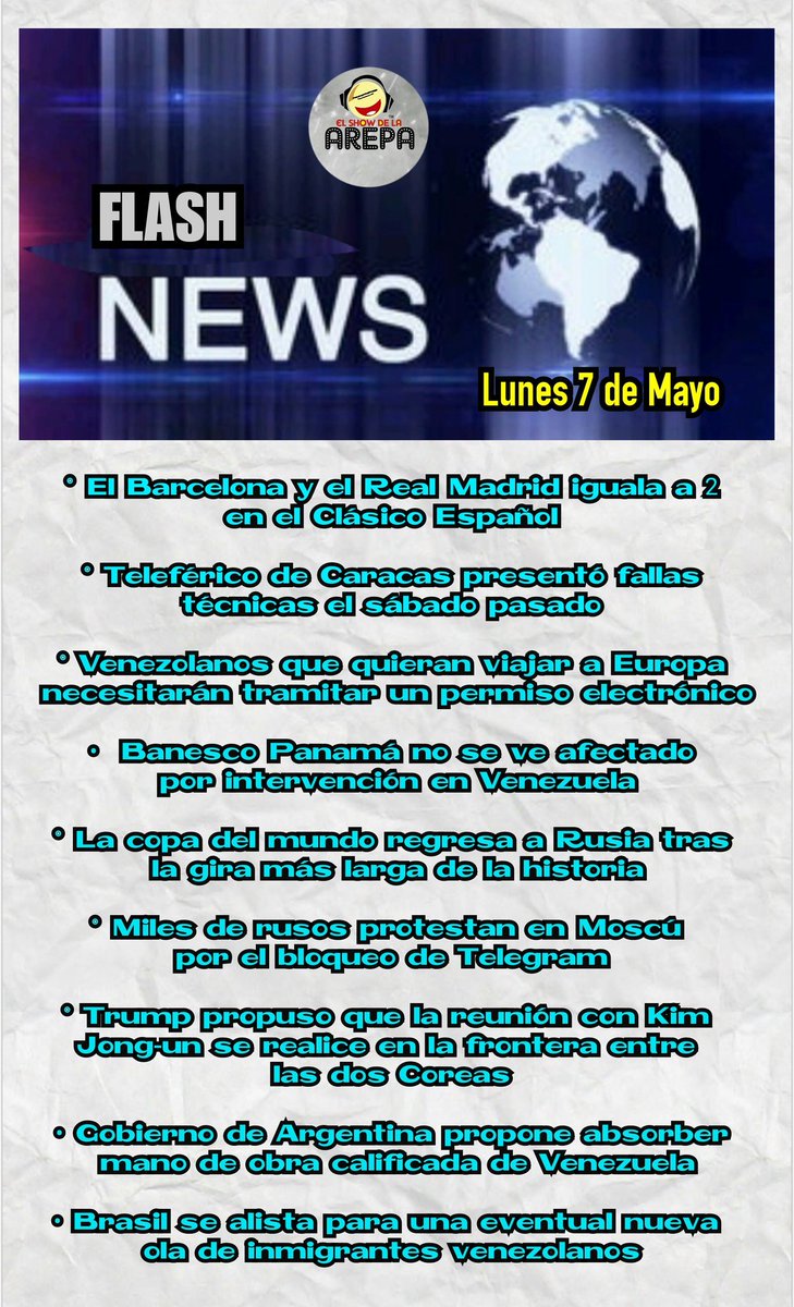 ShowArepa's tweet photo. :: TITULARES / LUNES 7 DE MAYO :: https://t.co/yuiocNLPUZ
