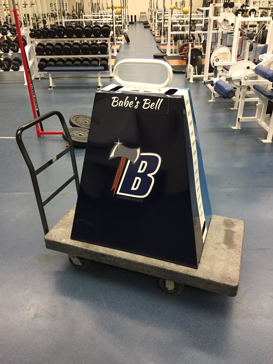 BemidjiFB's tweet photo. Our new traveling trophy with @brainerdfootbal is complete!  Babe's Bell is up for grabs in 2018!! https://t.co/qOxfwsCU9p