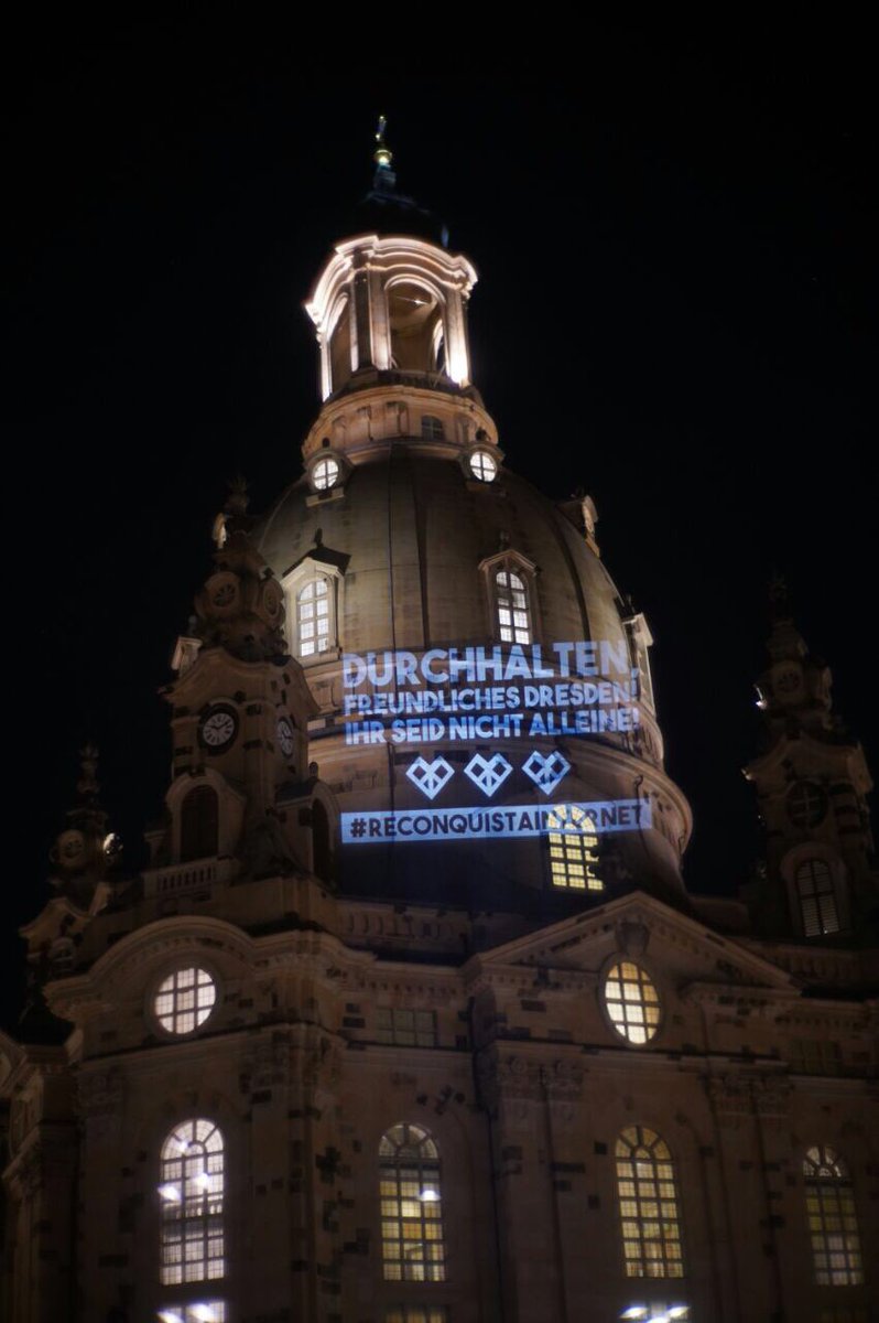 #DresdenZeigtWiesGeht 
#AufDieStrasse 
#SchliesstEuchAn
#DresdenIstNichtAllein
#DurchhaltenDresden
#LovelyPlanetDD

Dresden ist nicht allein.          ❤️💛💚💙💜🧡