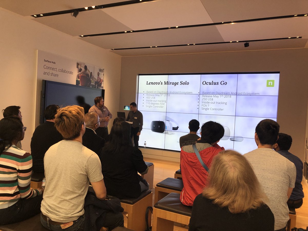 nsquaredmagic's tweet photo. Happening now. Our third Mixed Reality Meetup. Contact us to join the growing community! #MixedReality #MicrosoftStore https://t.co/whLsk5Yoac