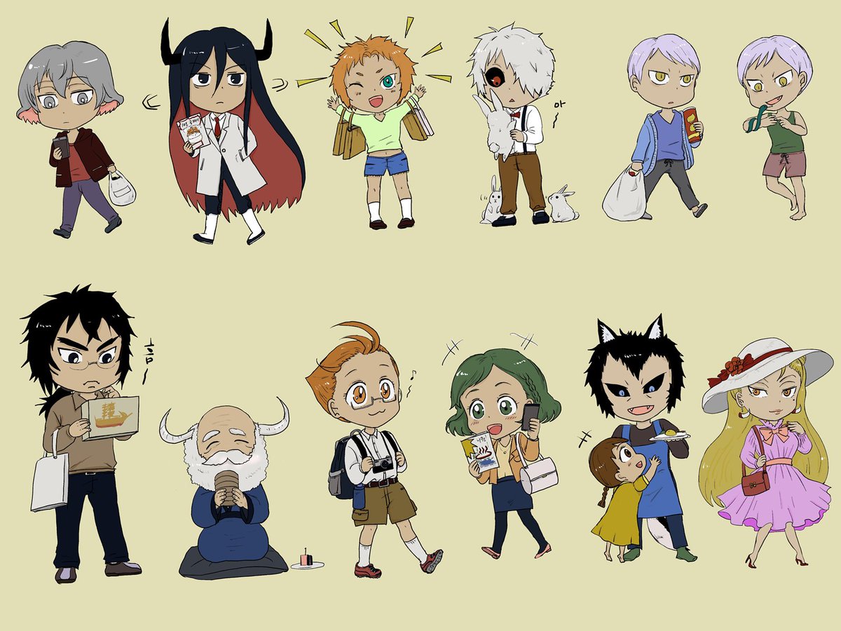 십이대전 낙서 十二大戦 휴일의 모두들 休日の皆 내가 왜 이걸 그리기시작했지..? 생각하면서 그림... ㅠ_ㅠ 근데 이런 일상내용으로 서비스외전같은...