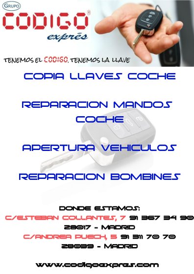 CodigoExpres's tweet image. ¿Has perdido las #llaves de tu #coche o #moto ?En #codigoexpres tenemos la solución ¡Consulta todos nuestros servicios!