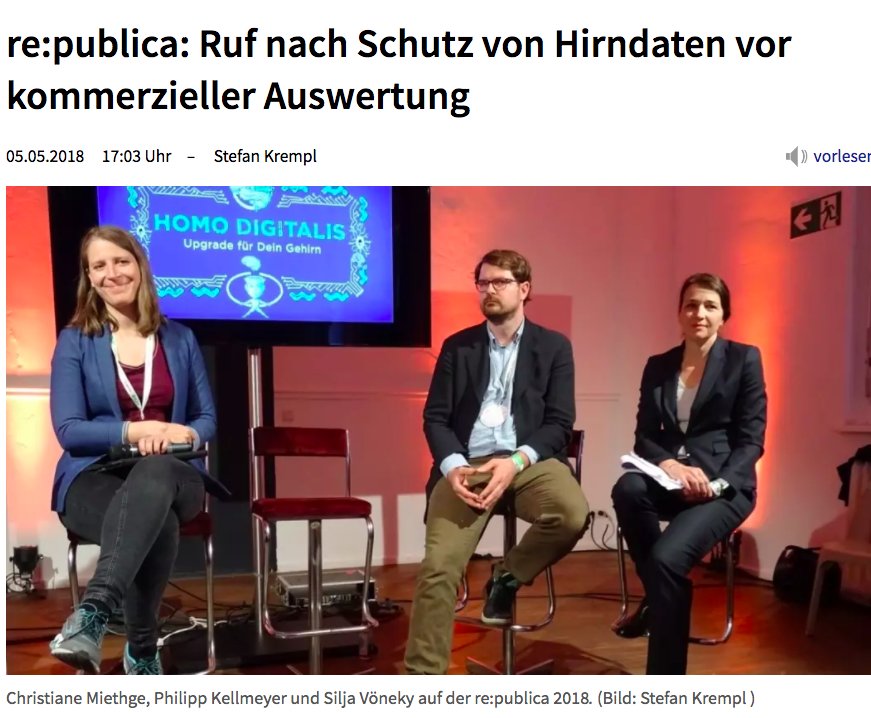 PublicIntLaw's tweet image. Thank you for having us! #lastweek #Berlin @republica panel about #braindata commercial use #humanrights together with great @Christiane_Mi @neuroastics @Stollovo from @smc_germany #rp18 #AI #DataProtection #privacy Watch the discussion at youtube.com/watch?v=0pXL1B…