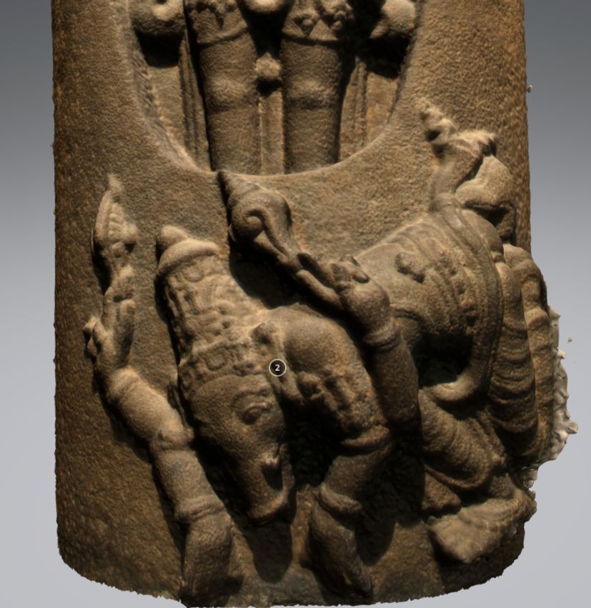 A Chola era granite sculpture of Lingodbhava Murthy, being held at Guimet Museum in Paris. Lingodbhava is usually carved within the precinct of the temple walls. So whoever stole this literally smashed the temple wall to take it out.