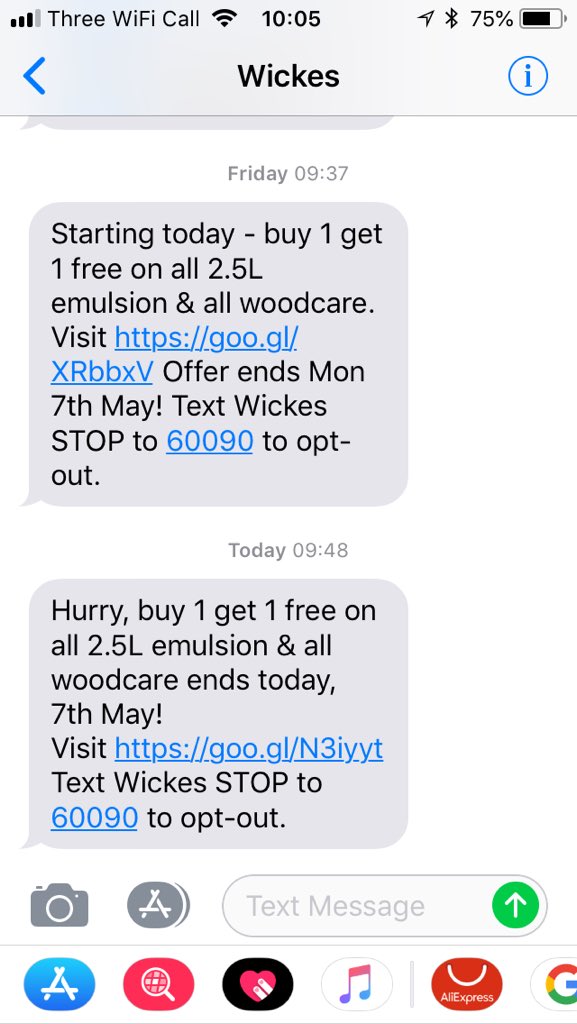 freakorbit's tweet photo. @Wickes how about you stop sending me unsolicited spam texts. @ICOnews please sanction them. https://t.co/kOrNArZlCA