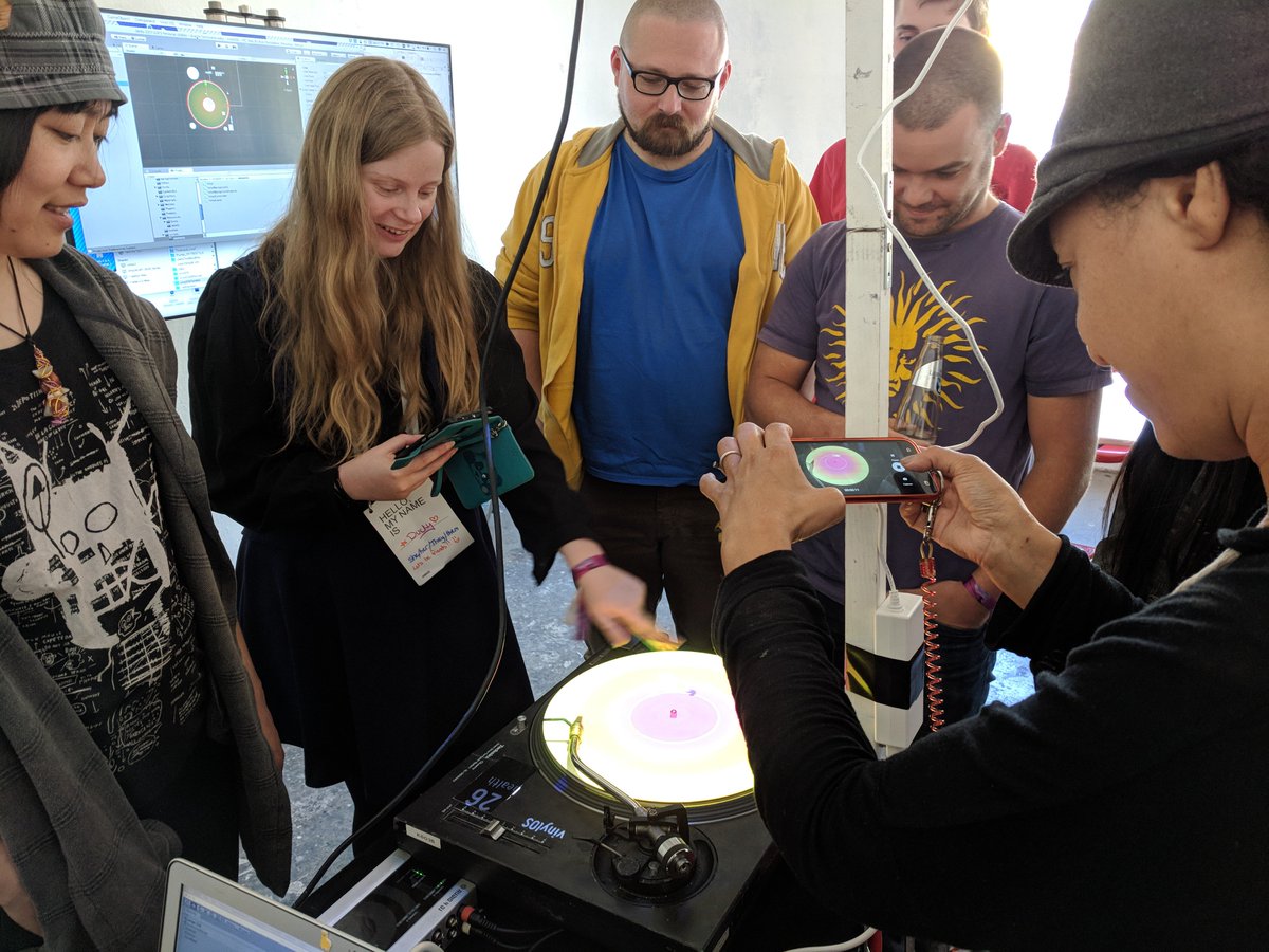 j0nasbo's tweet photo. Thanks to everyone who joined us for the first #vinylOS workshop at @AMazeFest 2018! #amaze2018 #turntablism #gamedesign #workshop @josefwho https://t.co/RDTQNXoSgu