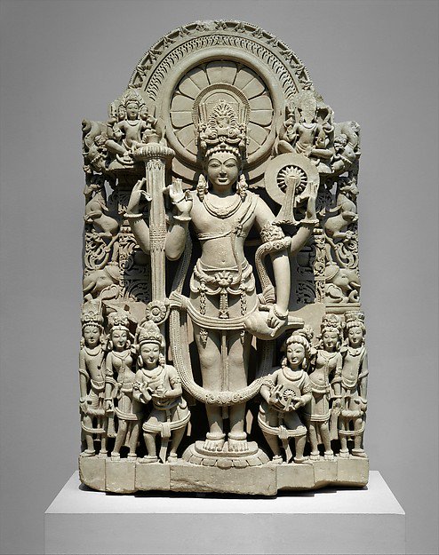 This magnificent 10th century sandstone murthi of Maha Vishnu probably belonging to the Tomara era, who ruled over present day Punjab,Haryana & Delhi, is now being held at the metropolitan museum in new york.  https://www.metmuseum.org/art/collection/search/38146