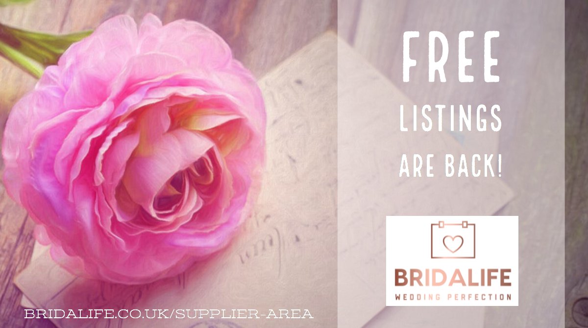 Bridalifeguide's tweet photo. Great News! FREE LISTINGS ARE BACK! 😍😍😍 - https://t.co/GLHbZrD3qV https://t.co/DN9DUM7BFR