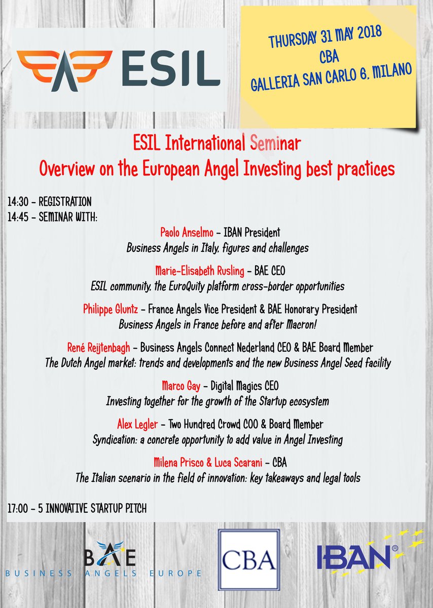 META_Group's tweet photo. 🇮🇹 Italian Business Angels Network (IBAN) has joined the #ESILCommunity. On the 31st of May, IBAN will launch @European_ESIL in Italy with a seminar on best practices in Business Angel investment

#AngelInvestment #earlystage

https://t.co/t0Zsuss7YW https://t.co/HID4w5grxd