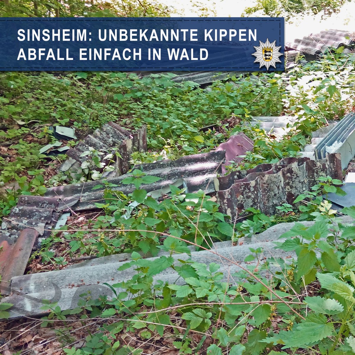 PolizeiMannheim's tweet photo. BITTE TEILEN! Abrissschutt illegal zwischen vergangenem Freitag, 10 Uhr, und Sonntagmorgen, 10 Uhr, auf einem Waldweg an der Kreisstraße 4284 zwischen #Sinsheim #Hasselbach und #Neckarbischofsheim entsorgt - Wer kann Hinweise geben? https://t.co/5cS7FKS0cG #Zeugengesucht https://t.co/NTcMa9ylRQ