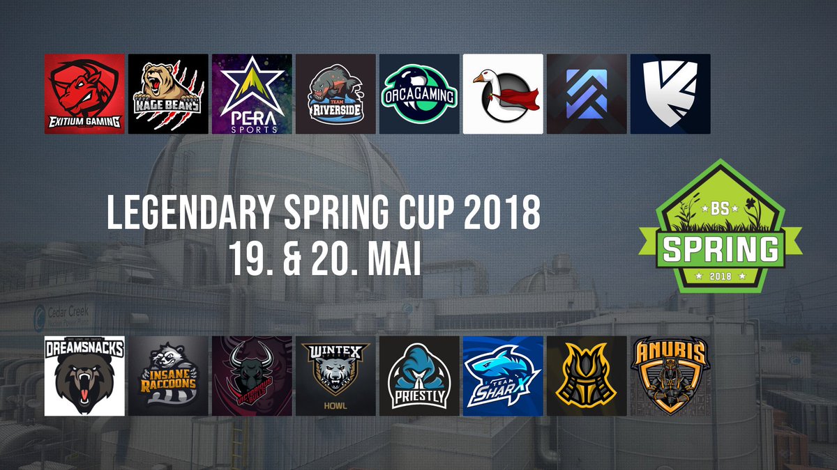 Wir freuen uns euch die offiziellen Turnierteilnehmer des Legendary Spring Cup 2018 zu präsentieren!

@PriestlyeSports <a href="/Wintex_Sports/">Wintex Sports</a> <a href="/RageBears/">RageBears eSports</a> <a href="/dreamsnacks/">DREAMSNACKS</a> <a href="/Insane_Raccoons/">Insane Raccoons</a> <a href="/perasportsDE/">PERA SPORTS</a> @teamsharx2013 <a href="/bs_anubis/">AnubisBS</a> <a href="/Knowledge_DE/">Knowledge eSports</a>