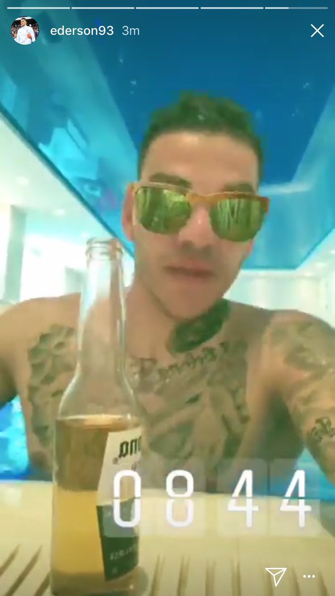 Ederson Santana de Moraes. Threw his water bottle at that dirty pitch invader, managed to get a flyaway on the Etihad roof, still on it at 08:44. 

Give him a ten year contract.