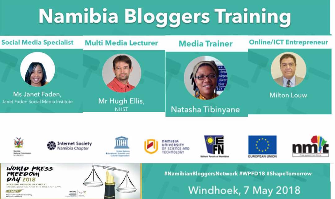 JoeTjiho's tweet photo. Great training today on blogging hosted by @ISOCNamibia in partnership with @UNESCOWindhoek at @NUST_Namibia . Let us all engage. #WPFD18 #ShapeTomorrow https://t.co/1omOhCejR7