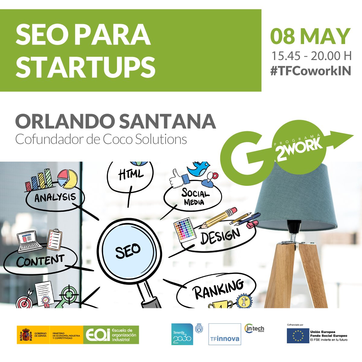 TribeLocal's tweet photo. RT @INbusinessTF: Te esperamos mañana de 15:45 h. a 20 h. en #TFCoworkIN con @orlandoadseoweb, co-fundador de #CocoSolutions en la formación #SEO para #Startups. Las jornadas se hacen con la colaboración de @INtechTenerife y la @eoi en el programa #Cowor… https://t.co/p2GdE6PC3q