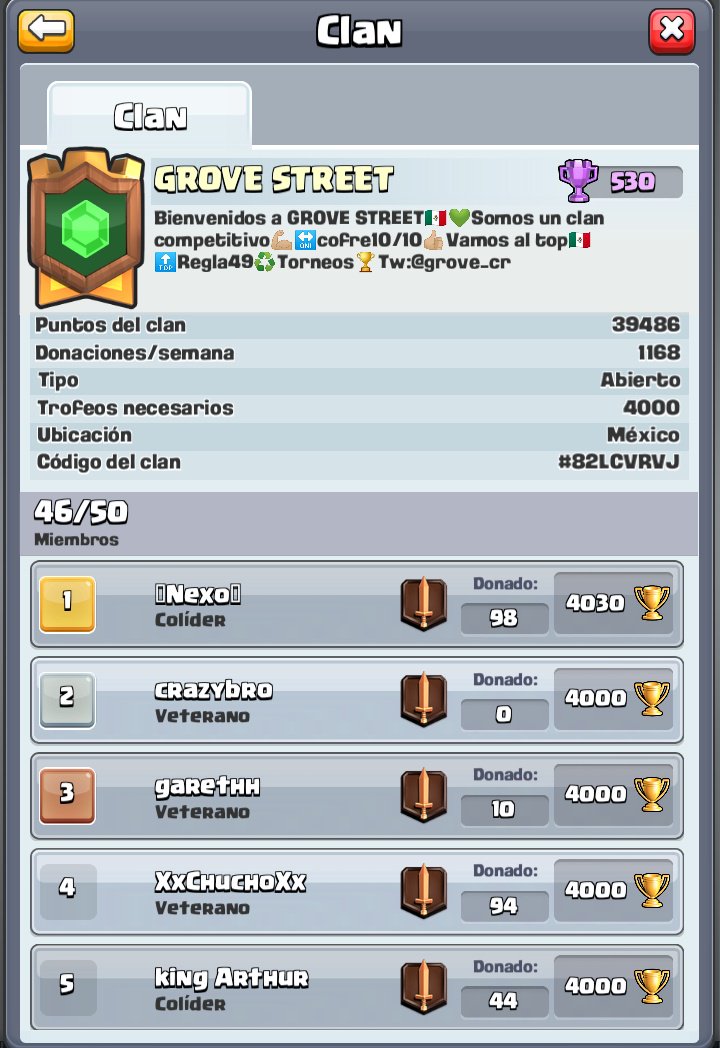 GroveStreet_CR's tweet photo. 🔰El día de hoy les hago invitación para unirse a nuestra familia, tenemos 4 cupos disponibles. Necesitamos gente +40000 copas. Tras en reinicio de temporada buscamos superar el récord de puntos de clan que es de 43268.
#ClashRoyale #TeamGrove #GSCR https://t.co/kETyuEQo1N