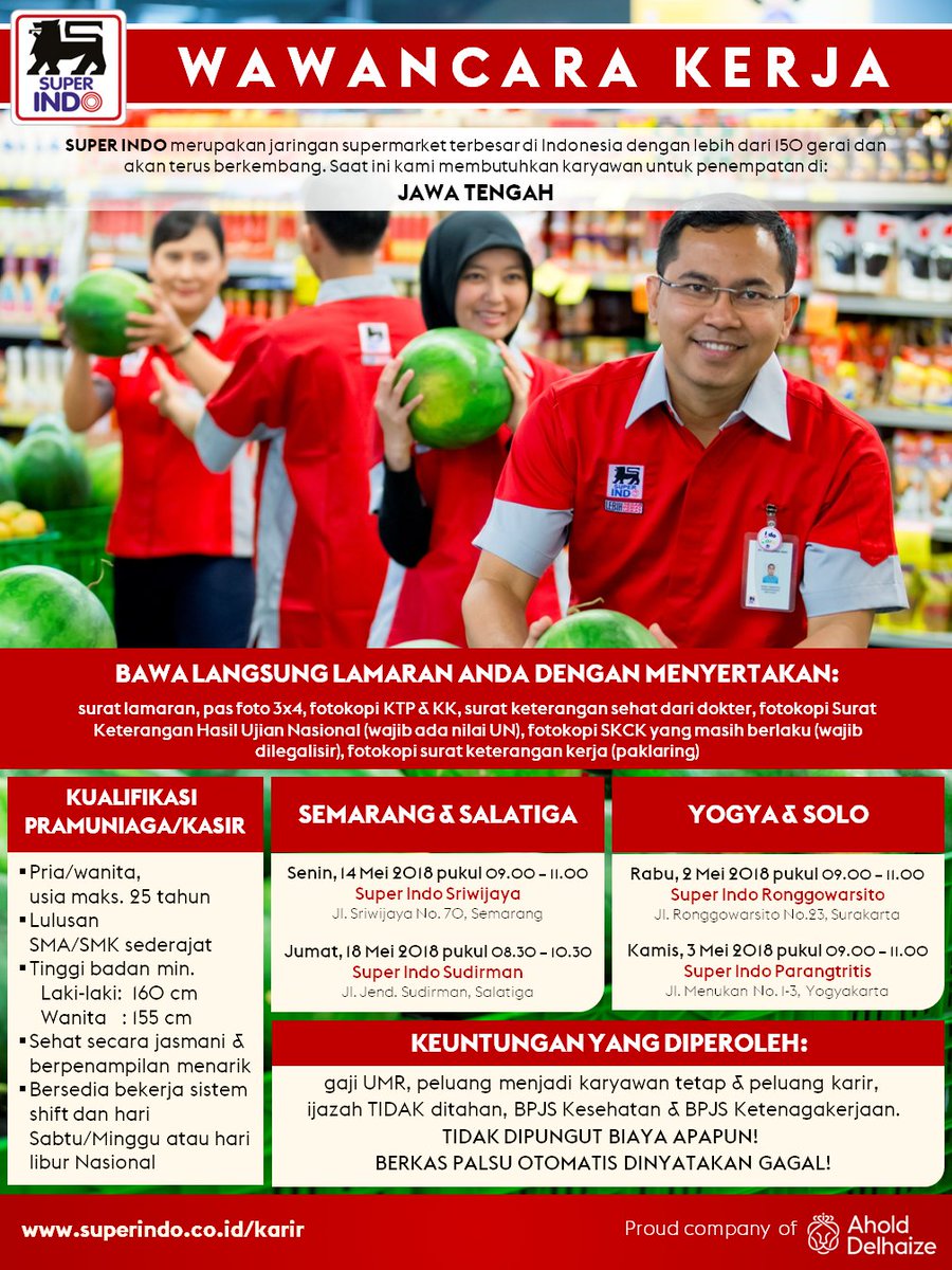 Superindosupermarket در توییتر Info Lowongan Kerja Super Indo Bulan Mei 2018 Khusus Jawa Tengah Info Lebih Lengkap Klik Https T Co Wvlitdgbxd Like Dan Share Info Lowongan Ini Super Indo Shoppers Superindo Lowongankerja Jobvacancy Https T