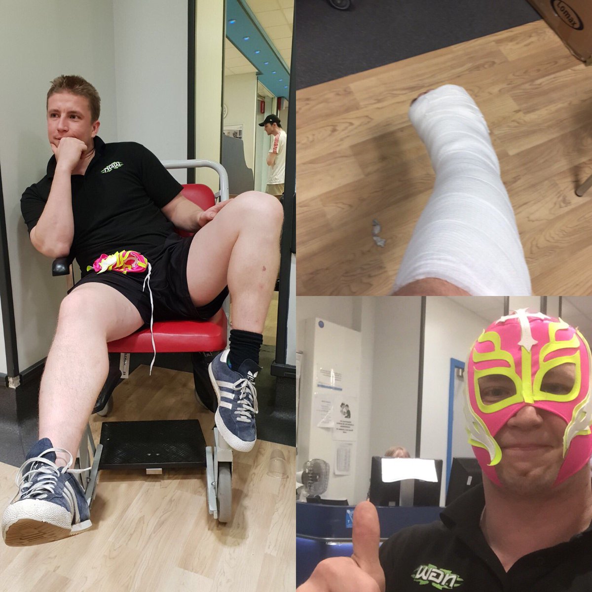 LetsBeAce's tweet image. Thanks to everybody who has messaged me and took me to A&amp;amp;E. Yesterday I joined @DavidGraves80 on the physio's table after I managed to snap my Achilles in a depressingly freak accident that didn't even involve wrestling in the ring! #NotAce #Achilles
