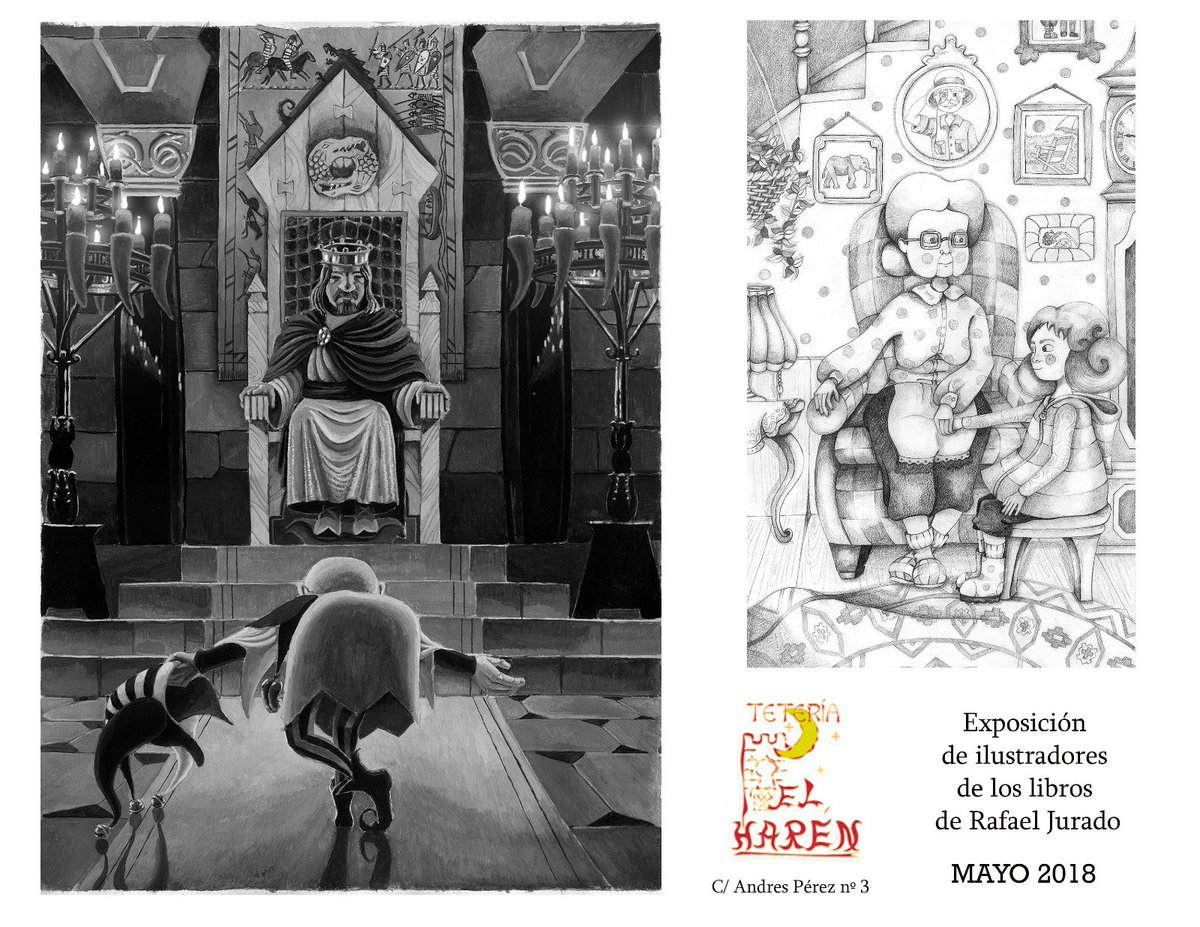 El Harén acoge este mes mes la exposición con ilustraciones de los libros del escritor Rafael Jurado, autor de cuentos como "El tren del abuelo",  la colección "Al otro lado de esta puerta"; "El embajador de la Risa"; "Hechizados por la tierra" o "Isabel". ¡Os la recomendamos! 📚