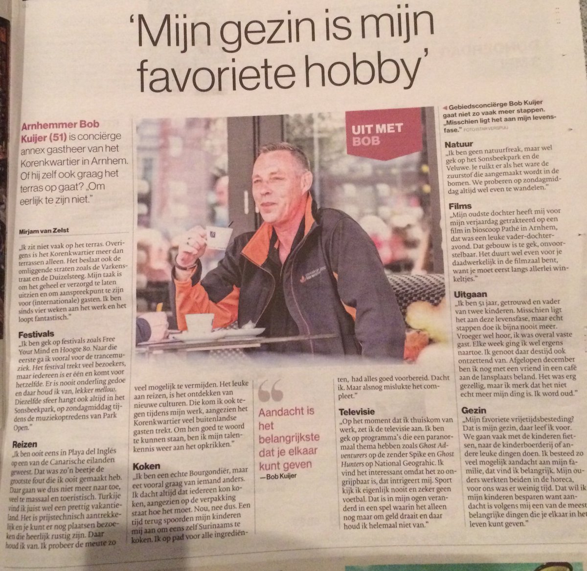 Een mooi, eerlijk, oprecht, ontwapenend interview in De Gelderlander met Bob Kuijer, Concierge annex gastheer van <a href="/ComitKorenmarkt/">Comité Korenmarkt</a>